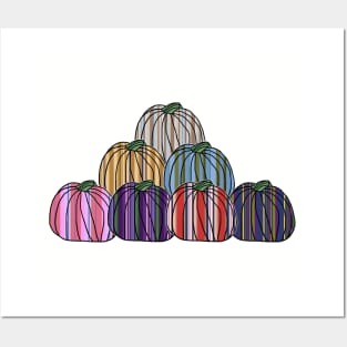 Colored Stripes Pumpkin Pile Posters and Art